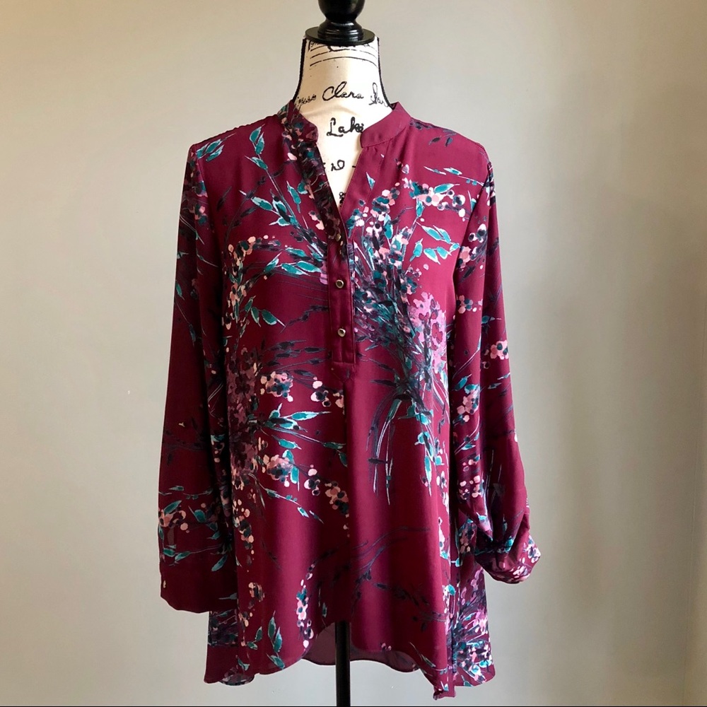 Burgundy Floral Tunic